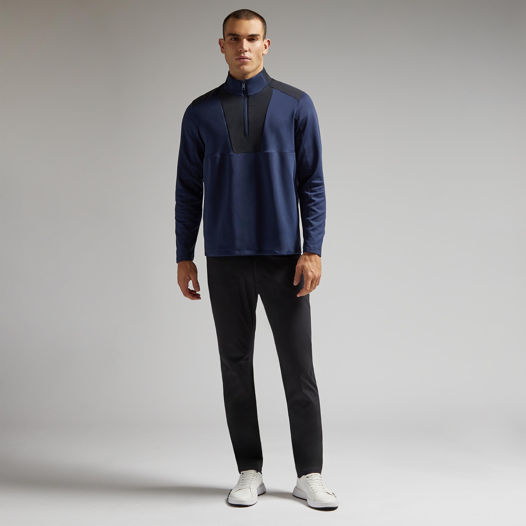 G/FORE Double Brushed Knit Quarter Zip Mens Golf Mid Layer Twilight